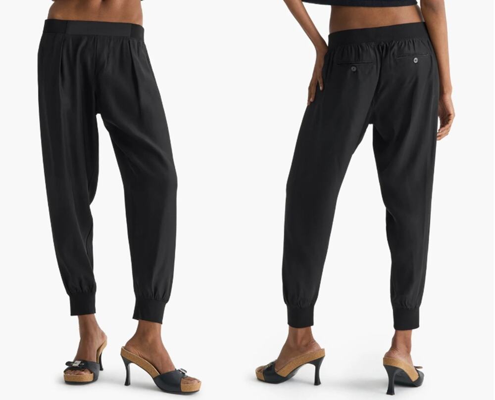 ATM Anthony Thomas Melillo Silk Joggers L Black Quiet Luxury Minimalist Pants
